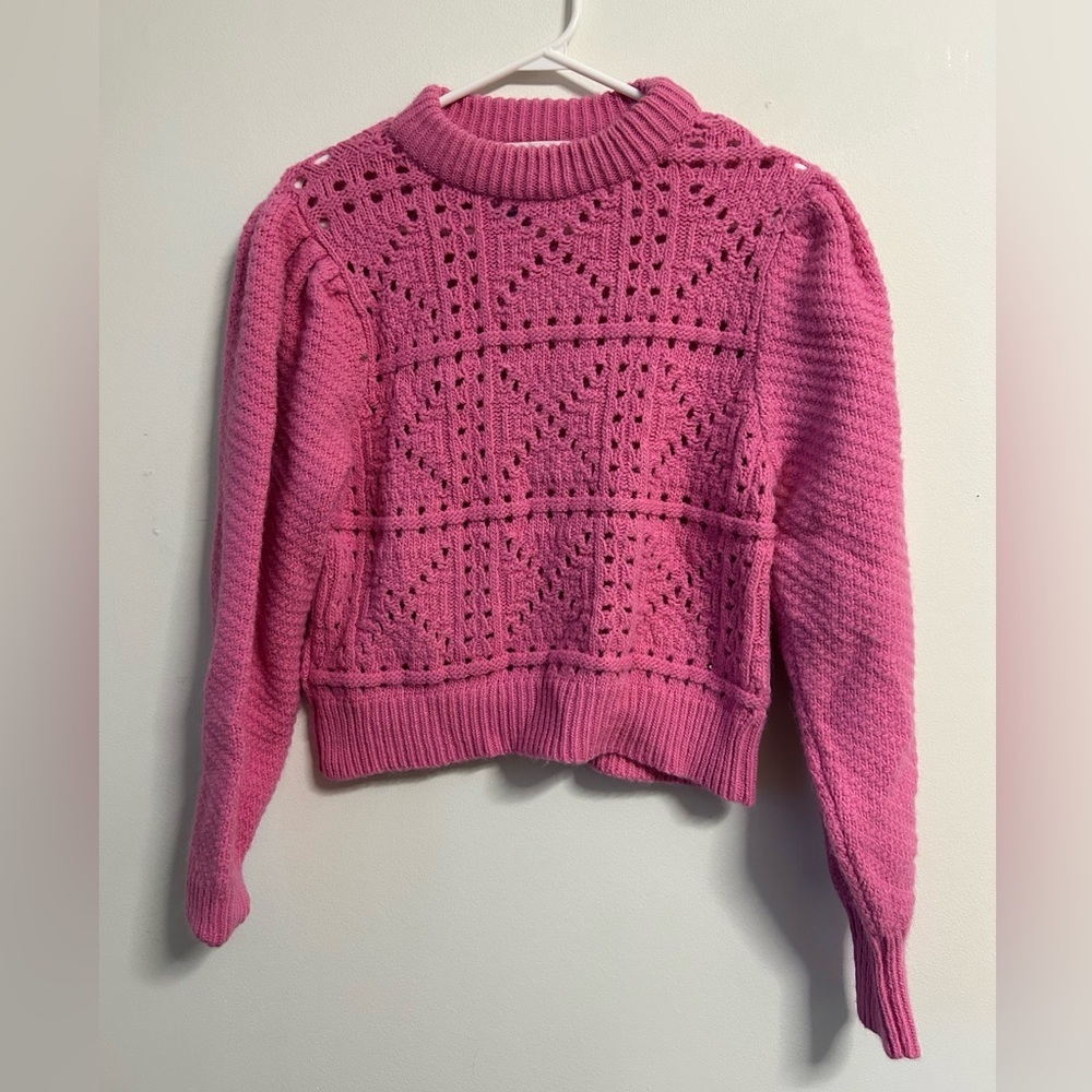 Mango‎ Pointelle Pink Knit Sweater